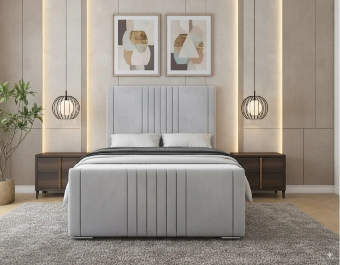 Harrington premium bed with tall channelled headboard