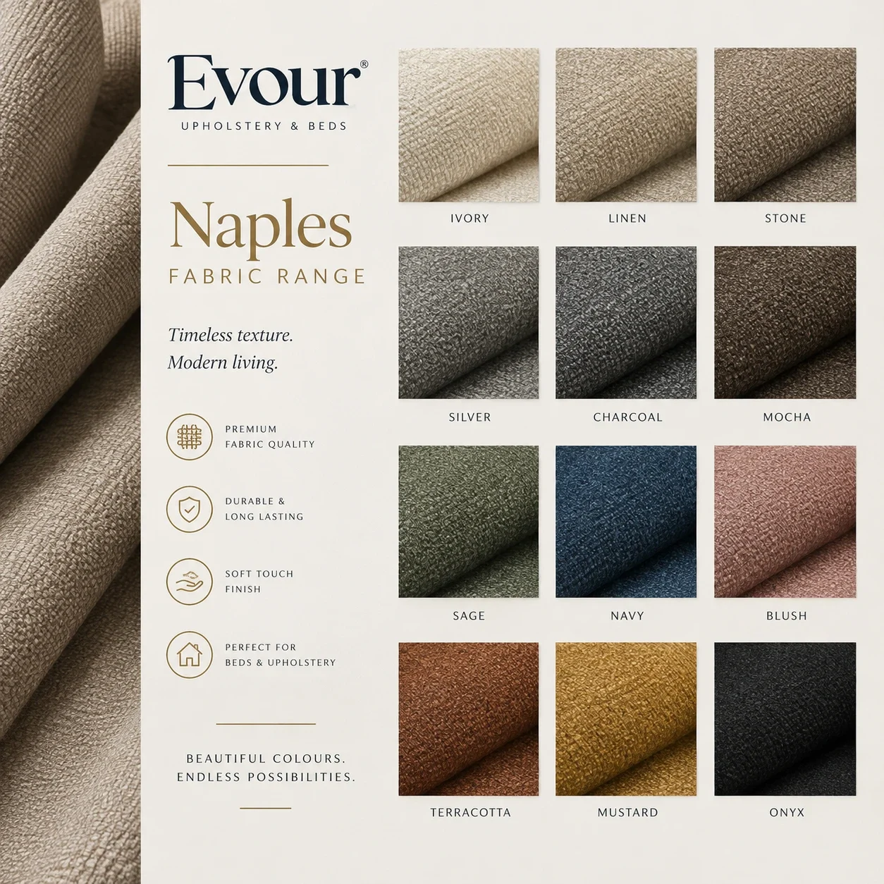 Naples fabric range — colour chart