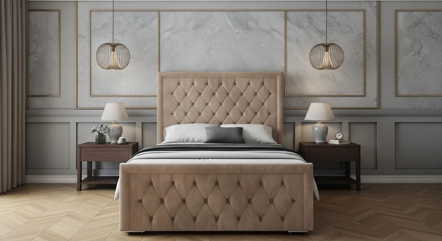 Close-up of deep-buttoned upholstery